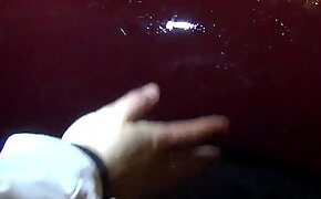 touching and caressing car with baby oil