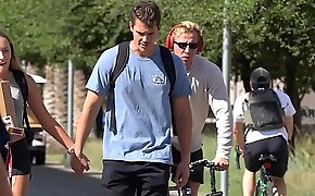 very short view, but worth it, perfect ass of sexy guy in bicycle in the background