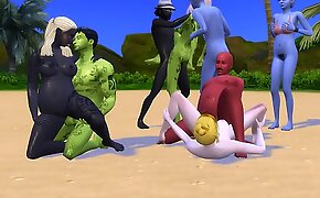 Crazy orgy With Strange people alone on an island Animation