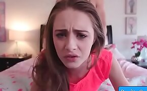 Slutty blonde teen Allie Nicole suck huge cock and swallow it deep down her throat and then gets fucked hard from behind