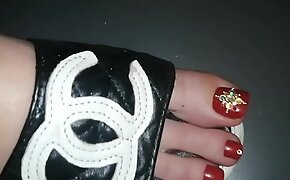Lady L Sexy Black Flip Flops and Red Nails (video Short Version)