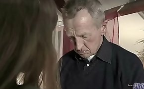 Very Old Man Fucks Very Young Girl And Cums On Her Tongue After Pussy Sex