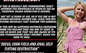 Pink dress, corn field and anal self fisting destruction