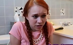 Tiny cutie Chloe Lane has her ginger pussy rammed