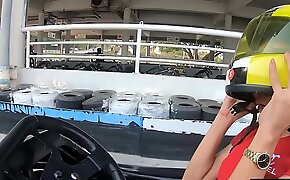 Sex with big tits amateur Asian teen after go karting