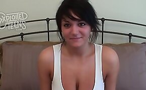 19 Yr old amateur with DDD titties licks the cameraman's ass