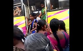 Aunty in bus   blouse nipple visible    Watch carefully 5