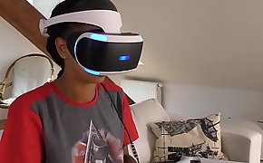 Hot roommates play VR games before playing with each other