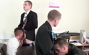 Office twinks assfuck during after hours foursome