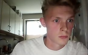Danish Twink Blond Boy In The Kitchen and xxx  Cam-4 Show With White Blouse 1