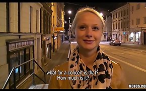Cute tow-headed Czech student is paid be advisable for sex in public