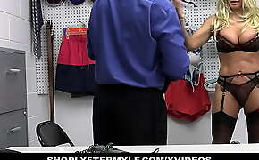 Busty Mature Blonde Blackmailed By The Security Guard For Shoplifting