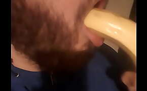 Guy deepthroats a banana pt 5