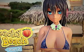 Peachy Beach Pt 2, 3D Hentai Bikini Maid, Hibiki, gets fucked in the mouth, between big tits and tight pussy!