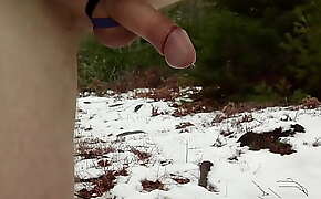 winter hike bottomless with nail in cock!