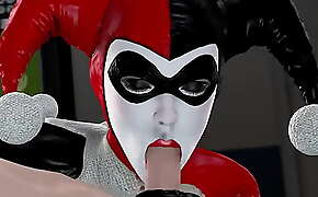 Harley quinn blowjob and a kiss on ur dick