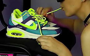 ASMR - Nike sneakers fetish  The girl licks the used shoes 