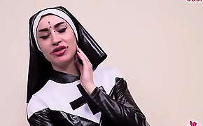 Horny italian nun takes off pantyhose and shows all