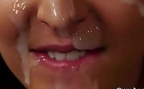 Wacky doll gets sperm shot on her face swallowing all the jizm