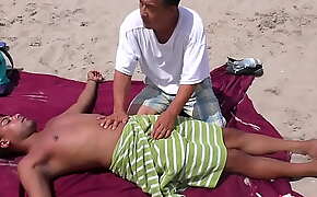 Nipple and Penis Massage on a Public BEACH