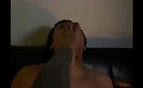 Chasity slave worships his Asian mistresses feet