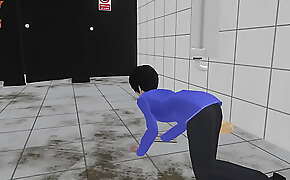 3d game bathroom humiliation: Shopowner doesn't pay unless she sits on your face