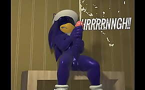 Sonic beats his bbc (big blue cock) and than has a massive cumshot all over the floor