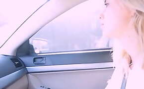 Young hot blonde stepsister Haley Reed banged by stepbrother in his car