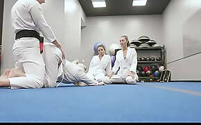 Karate Hotties (Olivia Grey) (Abigail Peach) (Bella Rolland) Share their instructors big cock - BFFS