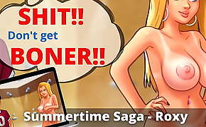 Young nerd accidentally hits on bigtits blonde cheerleader in a college shower. Will he get a boner??? (Summertime Saga - Roxy 1)