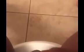 3 inch pp cums in bathroom