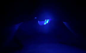 Blue LED vibrator lights up her pussy like no other!