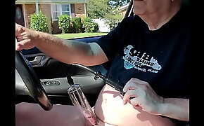 Daytime drive with penis pump caught