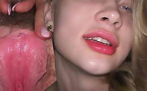 My sexy roommate's RED lips kiss my big RED cock ! Loren Strawberry Tits Fuck