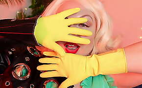 ASMR video - yellow household gloves