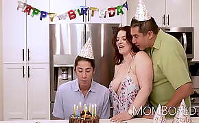 MILF Fucked By Stepson On His Birthday InFront Of Her Husband - Emmy Demur