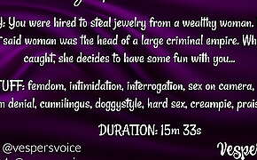 F4M Erotic Audio - Interrogated by dominant female, then used for her pleasure while handcuffed