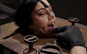 Tiny slave gets nipples clamped