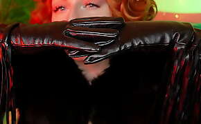long leather black gloves fetish video from pin up Goddess Arya