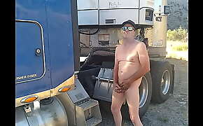 Perv Trucker Roadside Cigarette Break