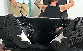 Restrained bearded amateur Tony tickle tormented by dom