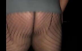 Chubby Latino clapping ass in fishnets