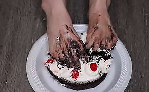 ASMR Binaural Feet Cake Smash Food Play