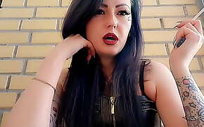 Smoking fetish from your favorite Dominatrix Nika. After all, you are her personal slave - an ashtray. Open your mouth and take ashes and spittle