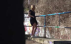 Public Agent Horny blonde flasher gets her pussy creampied in a tunnel
