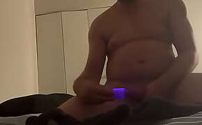 Guy cums from prostate massager