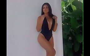 Sara Orrego in black bikini