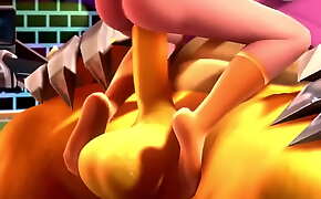 Peach and Daisy take turns milking Bowser