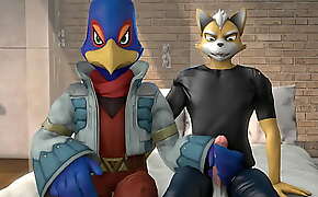 Falco giving Fox a handjob