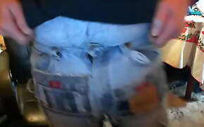 patchwork levis try on
